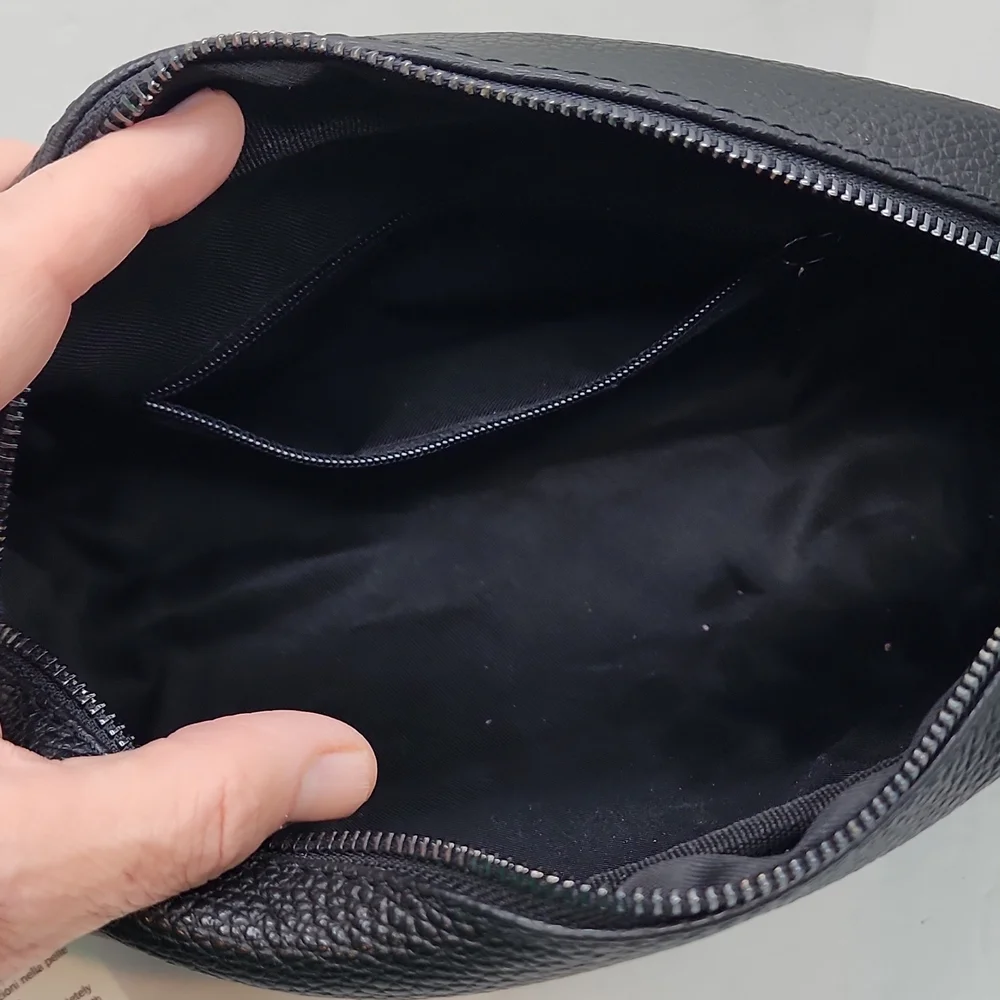MASSEI, GENUINE LEATHER, MADE IN ITALY, MEN’S TOILETRY BAG, HAND MADE BLACK